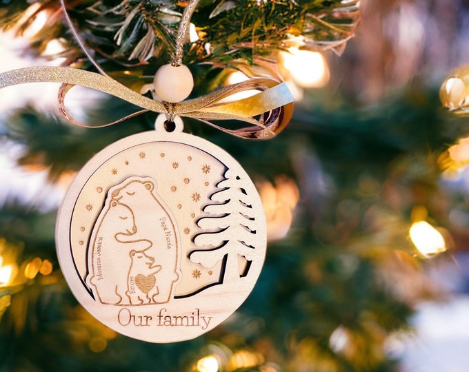 Christmas Tree Ball with Teddy Bear Family