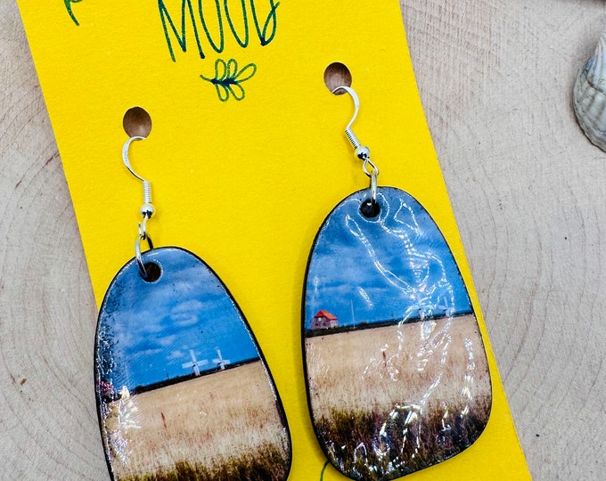 Wooden earrings with personalized print