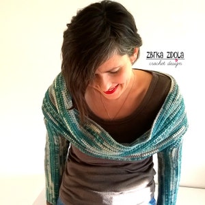 Écharpe Noemi avec manches, motif au crochet, motif au crochet facile, écharpe avec manches, motif haussement d&#39;épaules, motif pull, motif châle