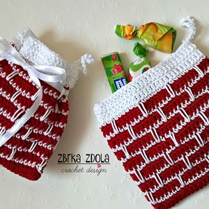 Chimney Christmas Gift Bag crochet pattern, Christmas gift, Christmas pattern, Advent countdown, Perfect bags,Little pouch,Christmas coaster