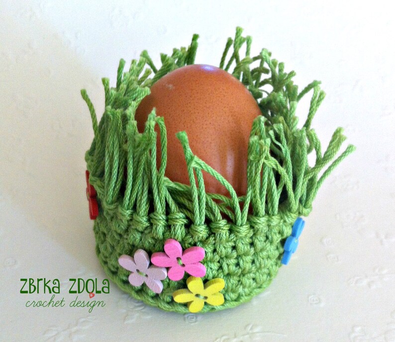 Grass basket egg cozy Crochet Pattern No. 020 INSTANT DIGITAL DOW image 2