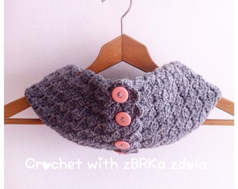 Crochet Pattern - Gray day scarf (Pattern No. 011), crochet cowl pattern, crochet girls scarf, scarf pattern, Wrap, girls scarf