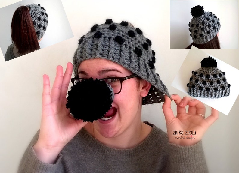 Bobble Messy Bun Hat With A Plug Crochet Pattern Ponytail Etsy