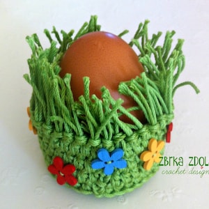 Grass basket egg cozy Crochet Pattern No. 020 INSTANT DIGITAL DOW image 1