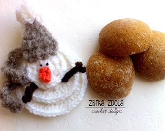 Snowman - Crochet Pattern (No. 016), Christmas decoration, christmas pattern, crochet applique,applique pattern, fun crochet, home decor