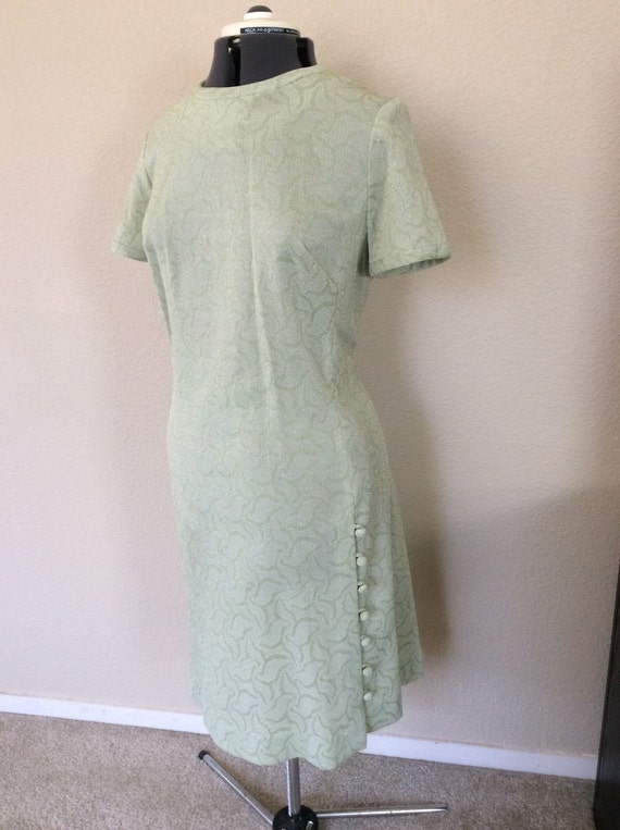 Vintage 70s mint / mossy green dress - image 1