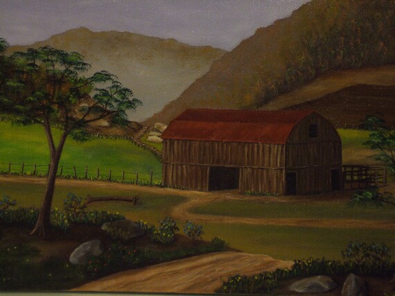 Original Oil Painting Of A Old Barn Etsy