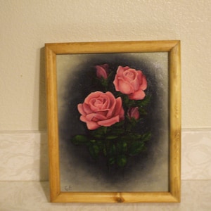 Original oil painting on canvas of roses and frame included
