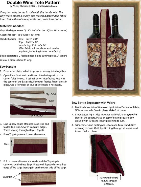 Double wine tote pattern free sale