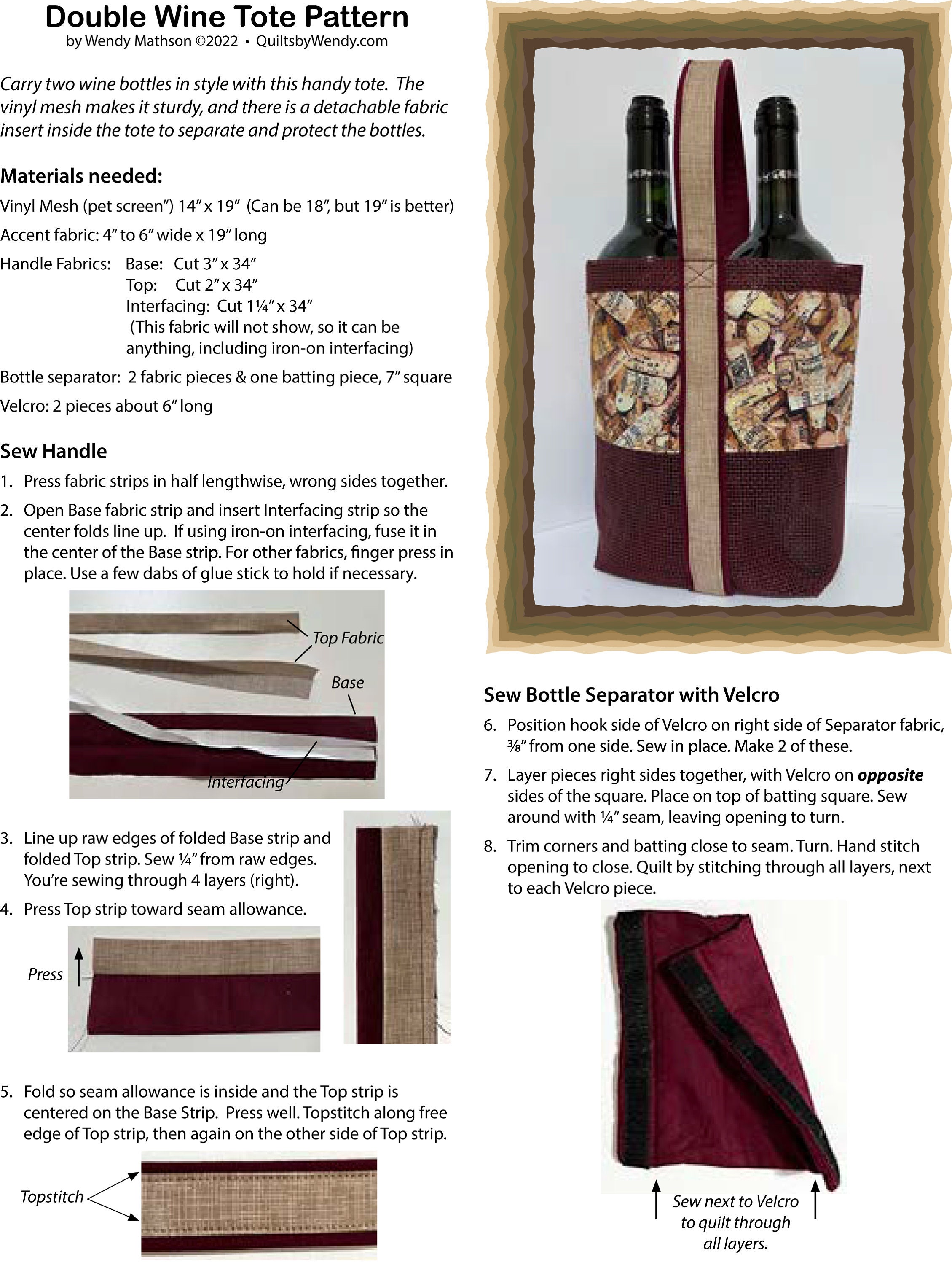 Double wine tote pattern free sale
