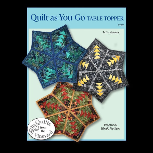 Quilt-as-you-go table topper pattern is a digital download.