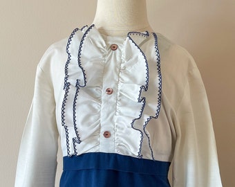 Girls size 10/12:  Tuxedo midi dress, 1970s, vintage little girl, vintage girls dress