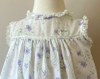 12 mo:  Floral print dress with lace trim, Nanette, 1970s, vintage baby clothes, vintage baby dress