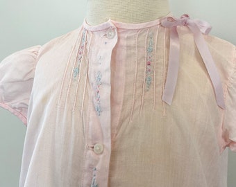 9-12 mo:  Heirloom baby dress with hand embroidery, 1940s
