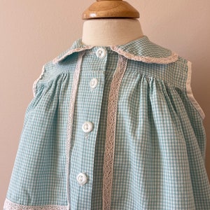 12-15 mo:  Crochet trimmed baby dress, 1940s, vintage baby clothes, vintage baby dress