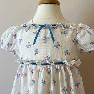 2T:  Floral dress with eyelet trim, 1940s, vintage baby clothes, vintage baby dress