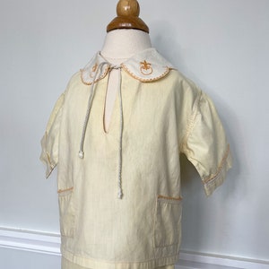 Boys size 5:  Vintage 1930s fleur de lis embroidered boys top & short set