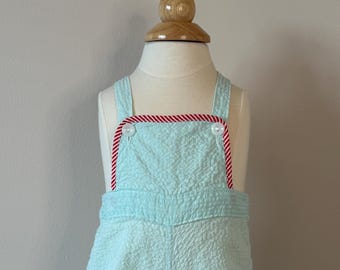 Boys 3-6 mo: Vintage 1950s seersucker suspender shorts