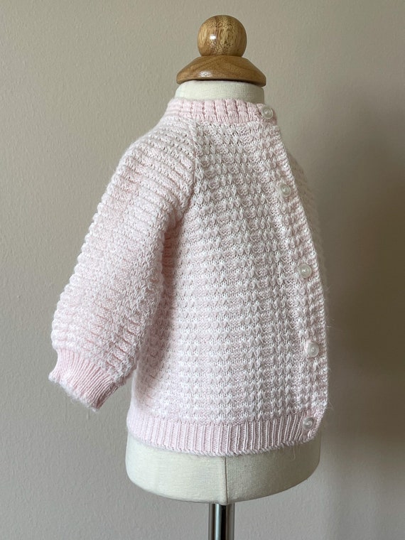 9-12 mo: Pale pink baby sweater, 1950s, vintage b… - image 4