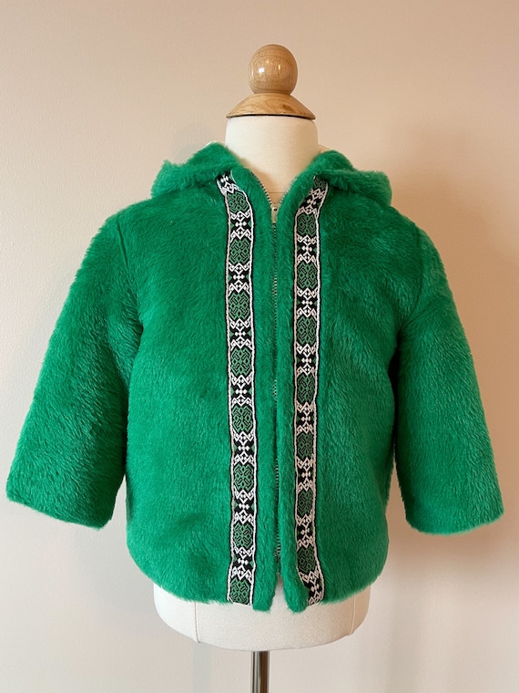 3-4 yrs flex:  Furry jacket with novelty trim, 19… - image 2