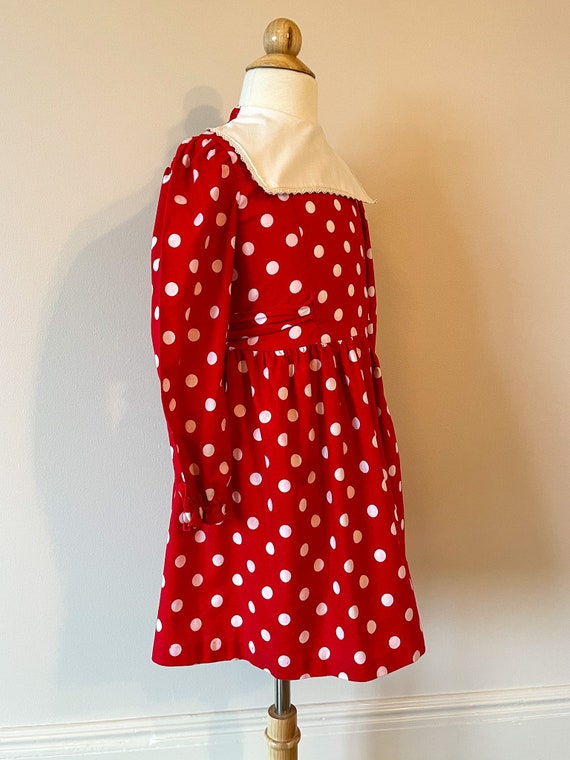 Girls size 5-6:  Polka dot dress, 1980s, vintage … - image 4