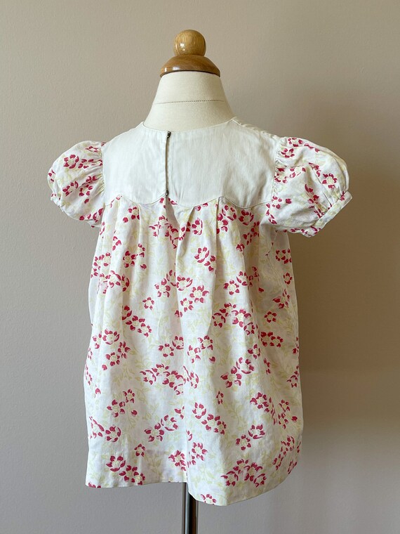 2T:  Floral dress with scallop cut yoke, 1930s, v… - image 4