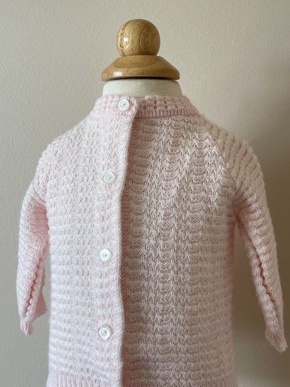 9-12 mo: Pale pink baby sweater, 1950s, vintage ba