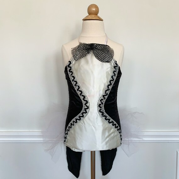 Girls' 8: Tuxedo girls' leotard with bustle and t