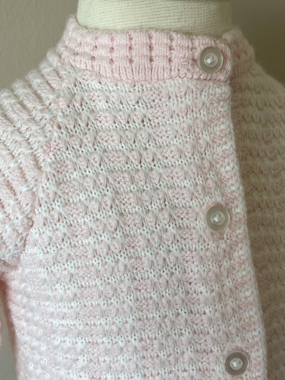 9-12 mo: Pale pink baby sweater, 1950s, vintage b… - image 3