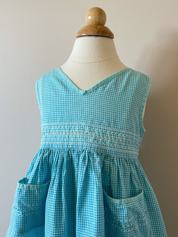 2T:  Embroidered gingham dress, 1940s, vintage bab