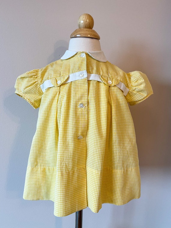 12-15 mo:  Cheerful yellow gingham baby dress, 195