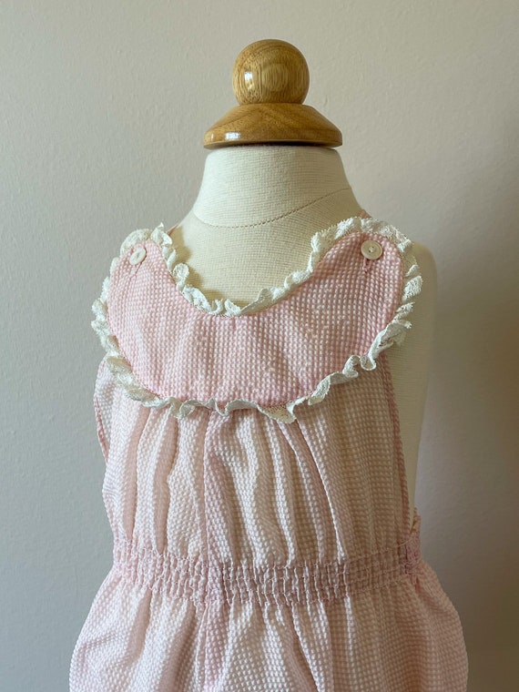 3-6 mo: Plissé baby sunsuit, 1950s, vintage baby c