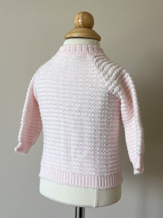 9-12 mo: Pale pink baby sweater, 1950s, vintage b… - image 5