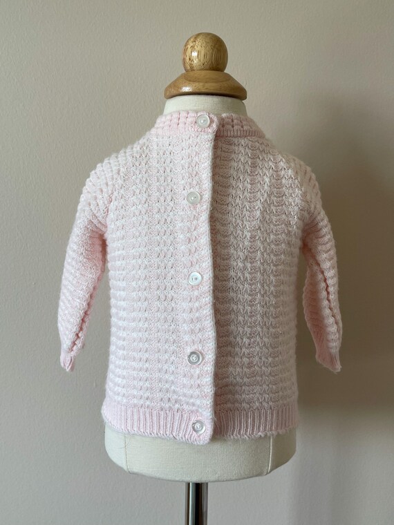 9-12 mo: Pale pink baby sweater, 1950s, vintage b… - image 2