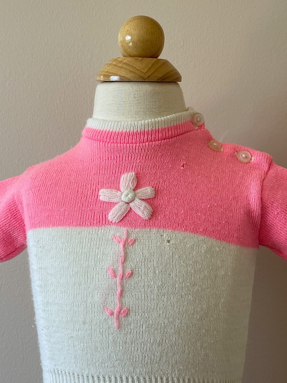 12 mo: Mod crop baby sweater, 1970s, vintage baby… - image 1