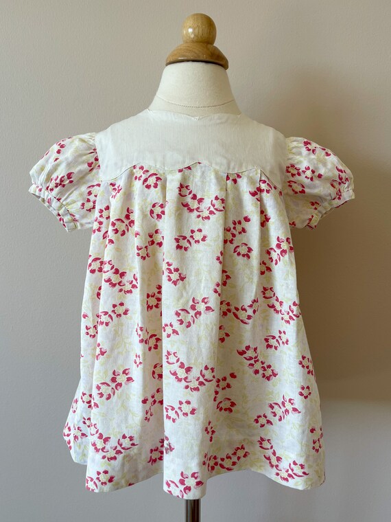 2T:  Floral dress with scallop cut yoke, 1930s, v… - image 2
