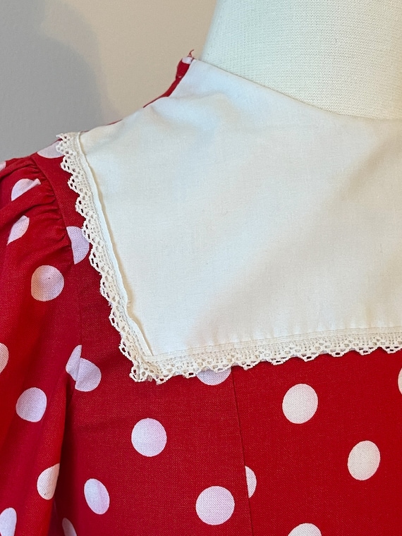 Girls size 5-6:  Polka dot dress, 1980s, vintage … - image 3