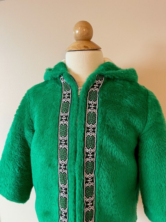 3-4 yrs flex:  Furry jacket with novelty trim, 19… - image 1