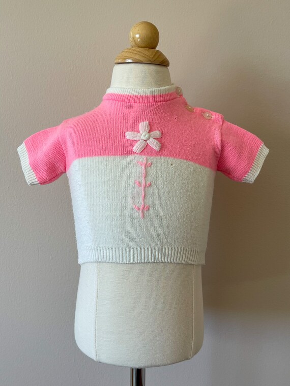 12 mo: Mod crop baby sweater, 1970s, vintage baby… - image 2