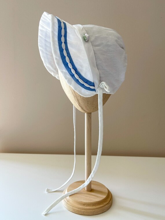 0-6 mo:  Summertime baby bonnet, 1950s, vintage b… - image 1