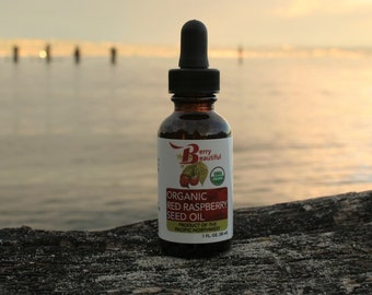 Organic Red Raspberry Seed Oil - 1 fl oz / 30 ml - USDA Certified Organic Carrier Oil - Cold-Pressed by Berry Beautiful