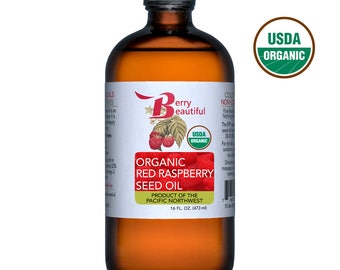 Organic Red Raspberry Seed Oil 16 fl oz (473 ml) - USDA Certified Organic Carrier Oil - Cold-Pressed by Berry Beautiful