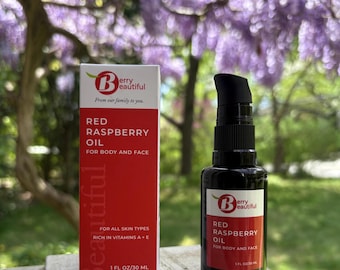 Red Raspberry Seed Oil – Cold-Pressed, Unrefined, Grown in Washington – Carrier Oil for Skincare (Multiple Sizes)