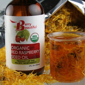 Organic Red Raspberry Seed Oil 4 fl oz (120 ml) - USDA Certified Organic Carrier Oil - Cold-Pressed by Berry Beautiful