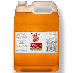 Red Raspberry Seed Oil 1 Gallon (128 Fl Oz) - Cold-Pressed by Berry Beautiful from Washington State Grown Red Raspberries