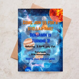 Solar System Birthday Party Invitation, Space Birthday Party Invitation, Planet Birthday Party Invitation, Digital Download, Editable
