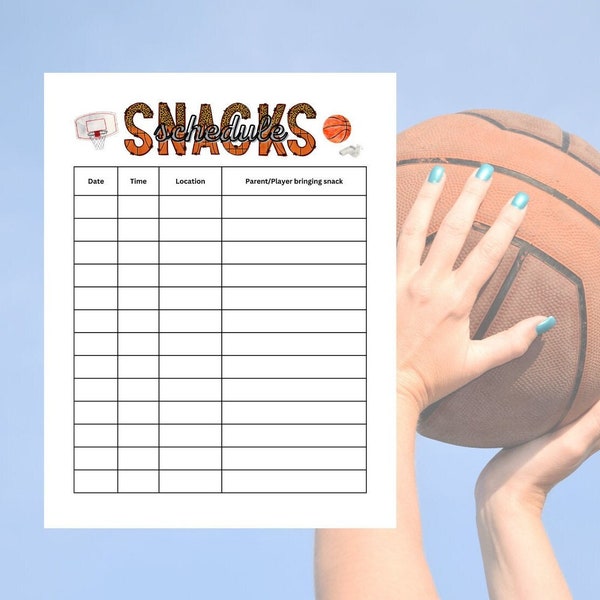Snack Sign up Sheet Basketball Etsy