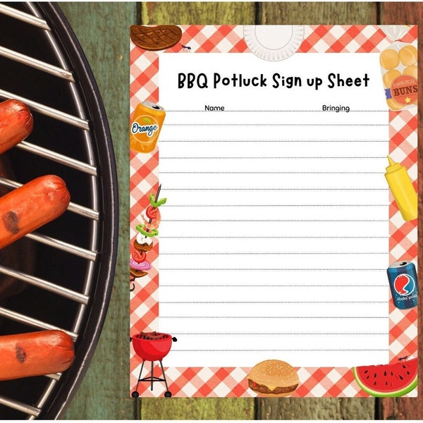 Editable BBQ Potluck Sign up Sheet