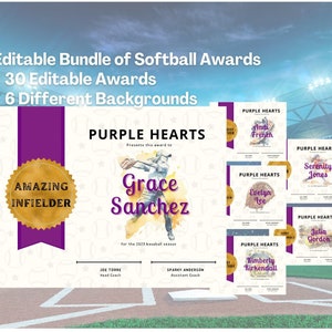 Editable Softball Award Certificates