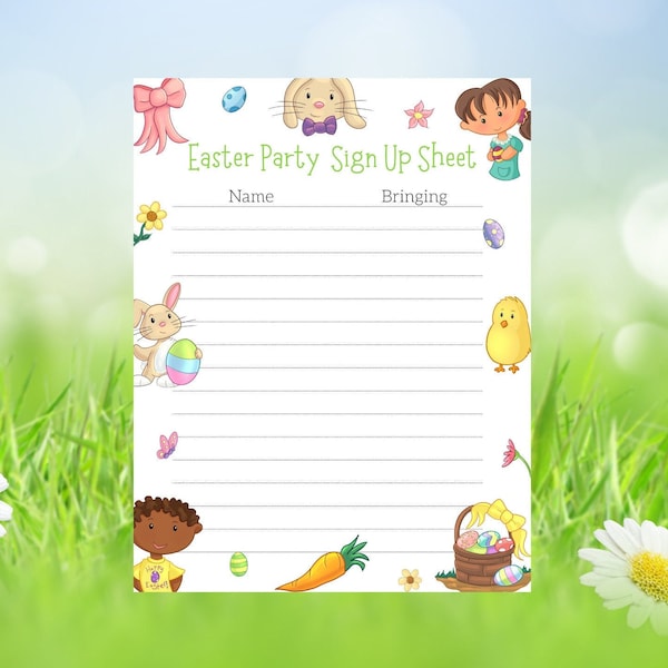 Editable Easter Party Sign Up Sheet